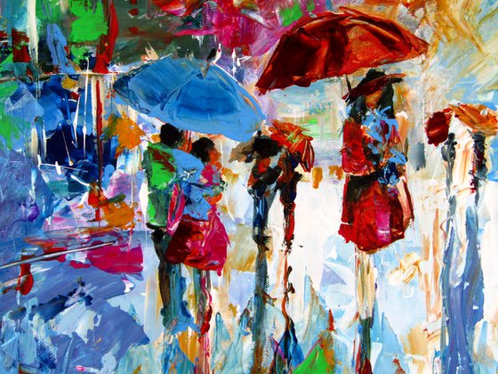 Rain, people and umbrellas