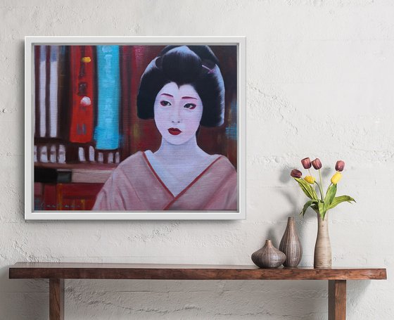 Amazement in her eyes, Portrait of Geisha in kimono number 8