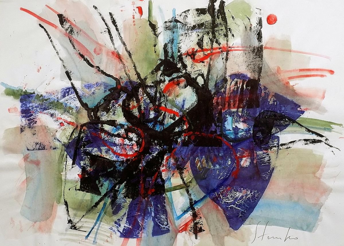 Abstract Acrylic Painting By Stanislav Bojankov, 28 X 20", Caprice-Vii(Paganini), Original Artwork