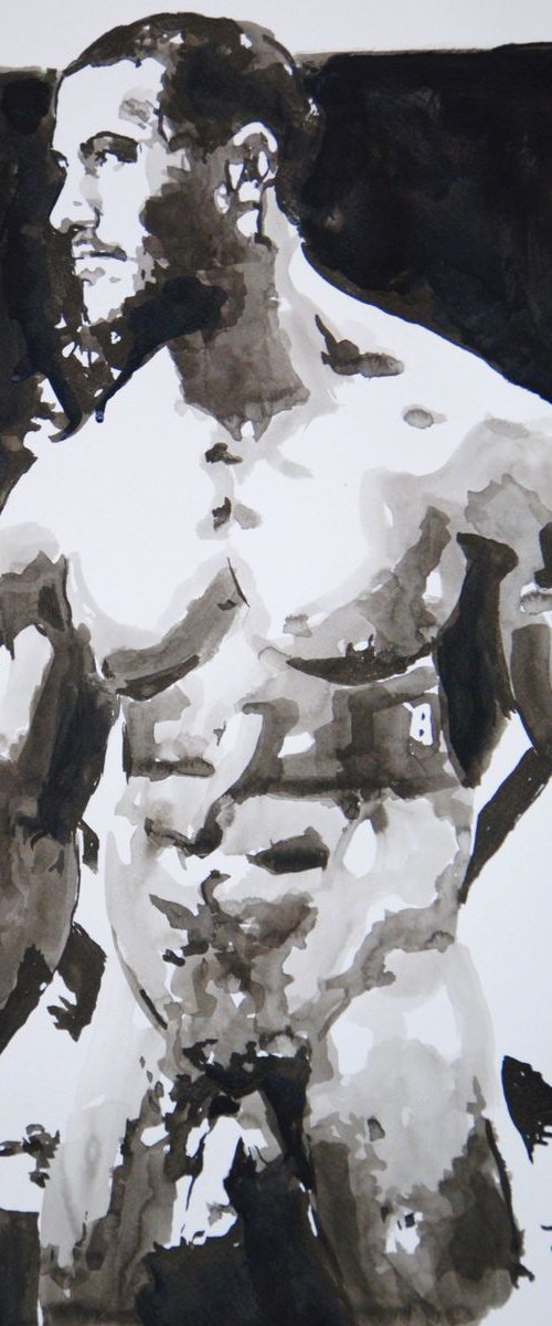 Male Nude ID # 9 / 50 X 36 cm by Alexandra Djokic