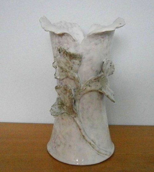 Ceramic vase with leaves .. by Emília Urbaníková