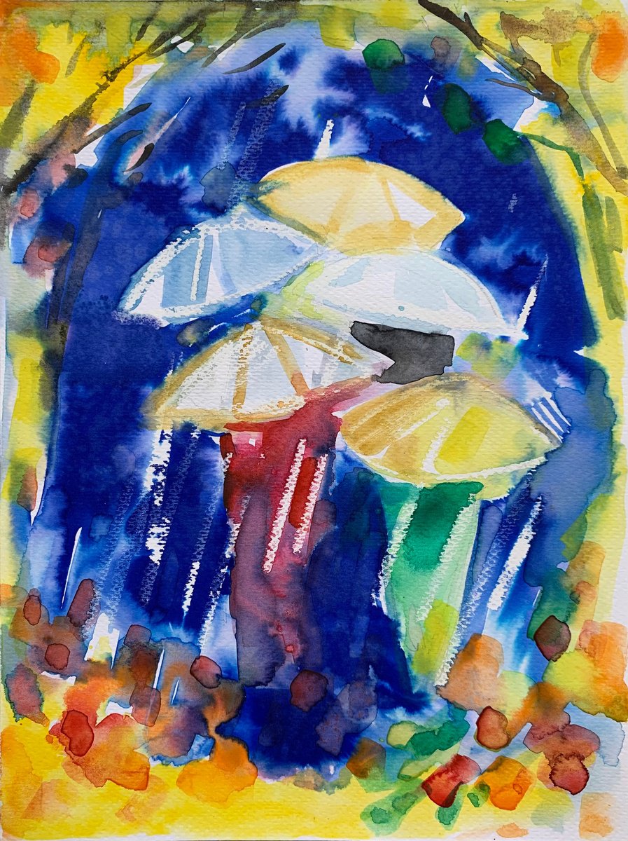 Impressionistic Portrait Watercolour By Olga Pascari, 7 X 9", Rain, Original Artwork