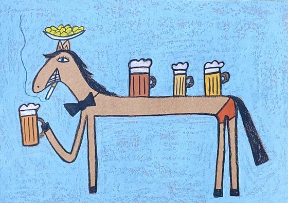 Mister Horse with beers