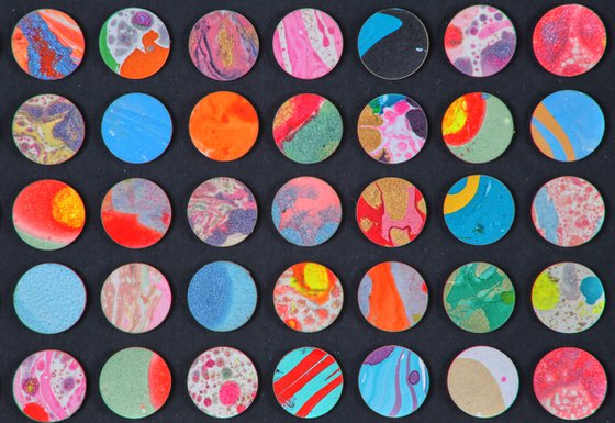 169 marble dots 3D geometric collage painting