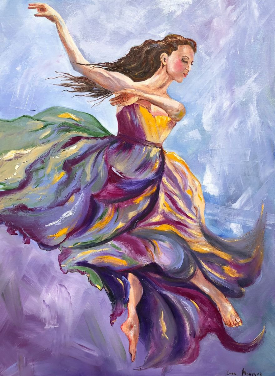 Impressionistic Portrait Oil Painting By Inna Montano, 30 X 40, Rhapsody, Original Artwork