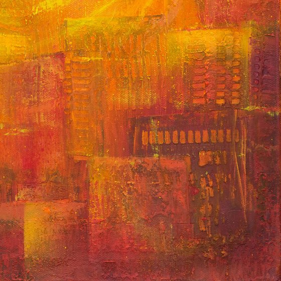 Sunrise in the city - abstract painting