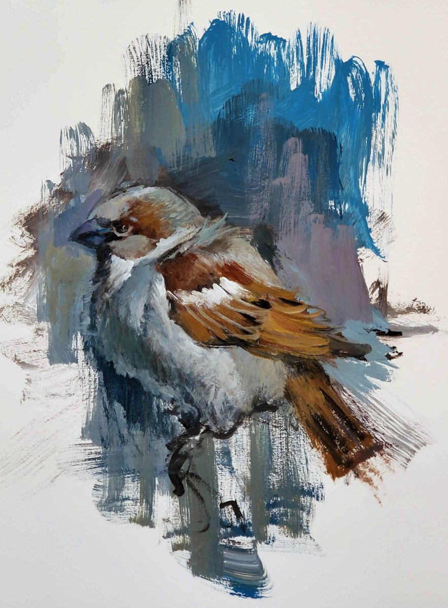 Sparrow on a branch by Sergei Yatsenko