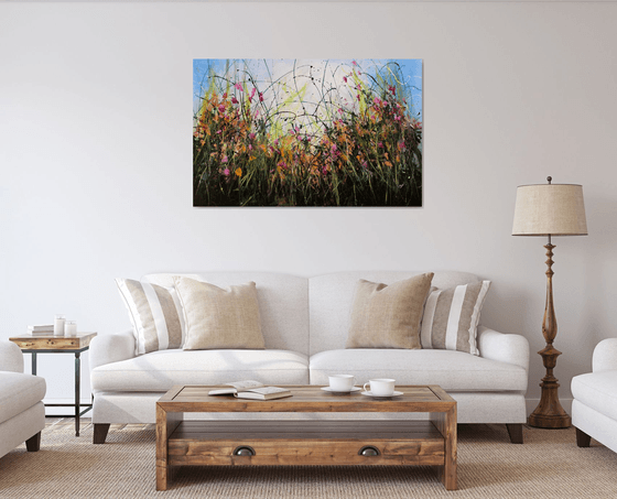 Only Seconds Away #1 - Large 124x 80 cm Original abstract floral painting