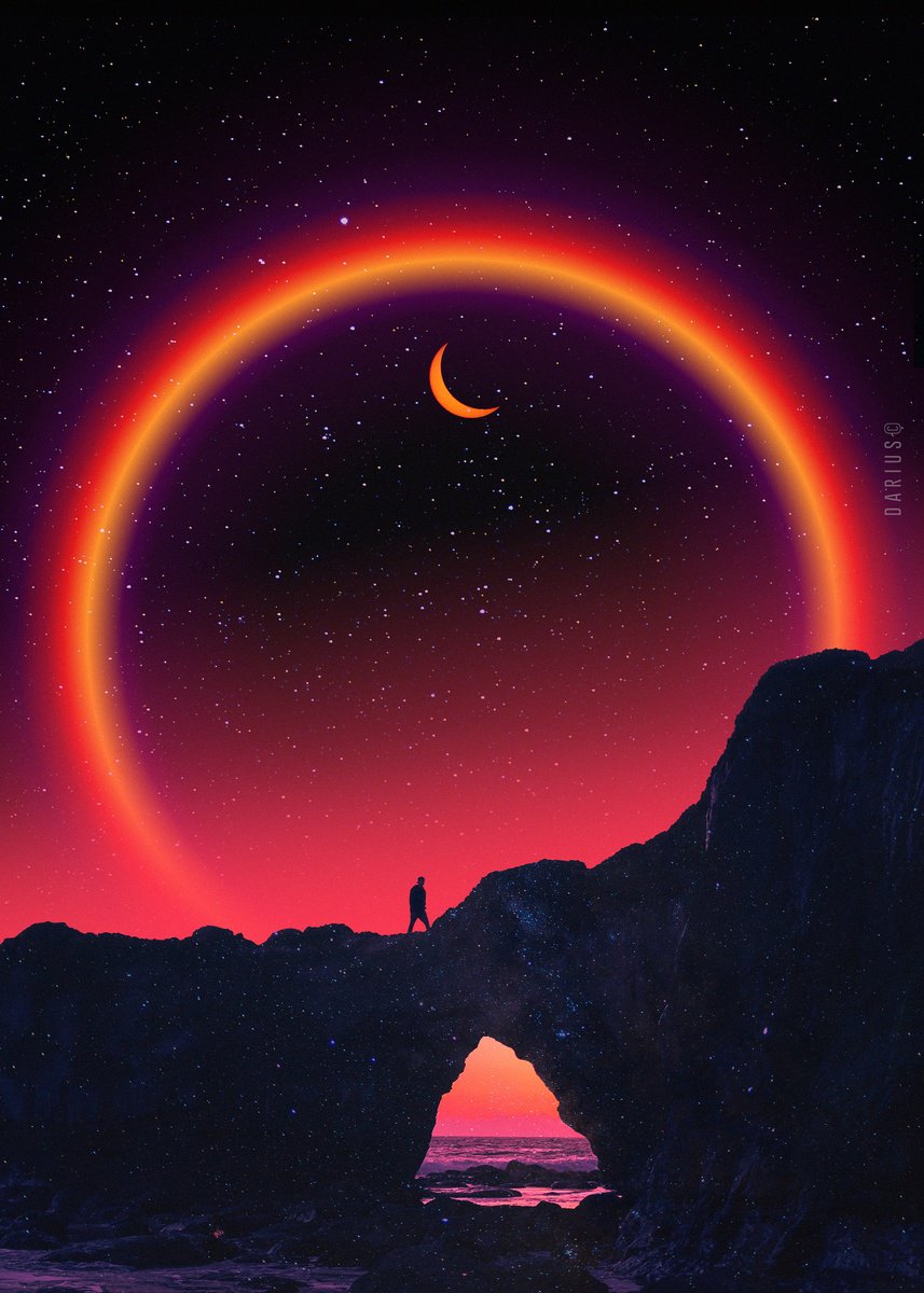 Surrealistic Landscape Giclee Print By Darius Comi, 12 X 18, Fluorescent Loneliness, Original Artwork