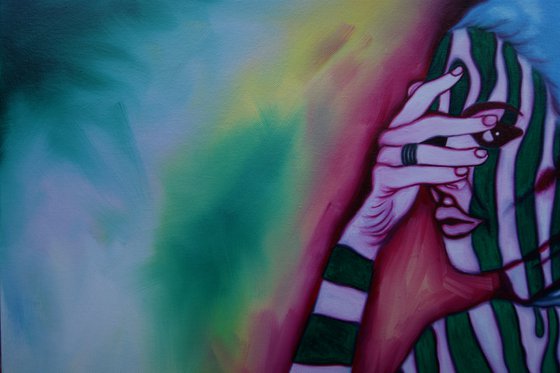 Zebra Girl ( on canvas ) Free Shipping