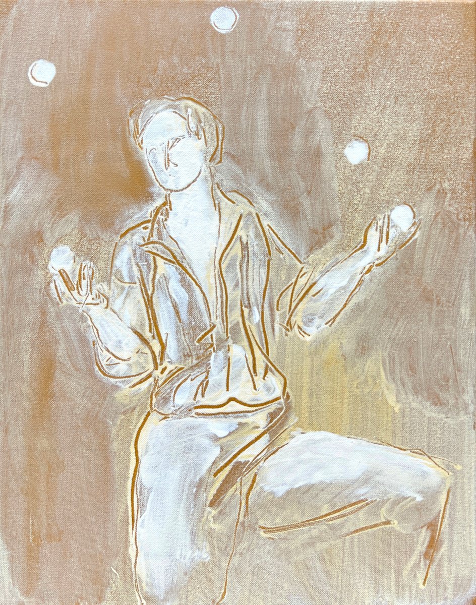 Expressive Portrait Oil Painting By Zakhar Shevchuk, 15 X 19", Circus Ii, Original Artwork