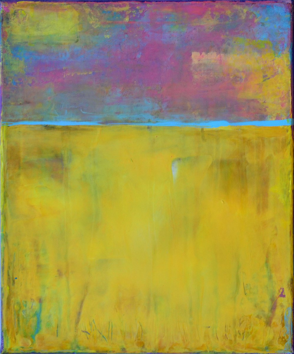 Abstract Acrylic Painting By Misty Lady - M. Nierobisz, 10 X 12", Yellow And Purple, Original Artwork