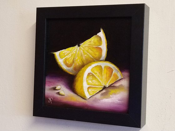 Lemon slices framed still life