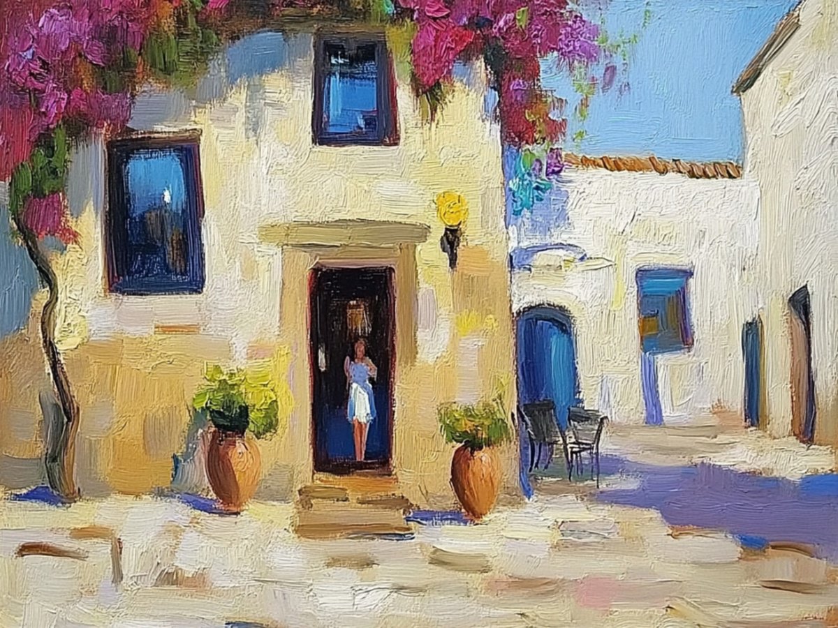 Impressionistic Cityscapes Print By Elena Avanesova, 31 X 24, Mallorca, Original Artwork