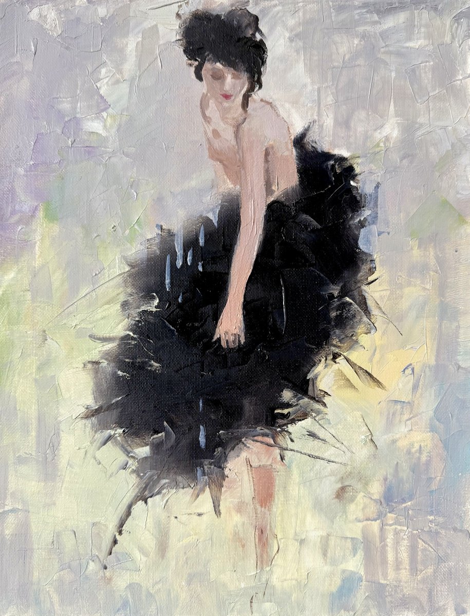 Impressionistic Portrait Oil Painting By Irina Alexandrina, 11 X 14, Woman. Black., Original Artwork