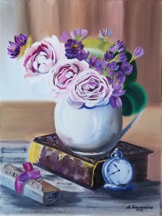 Purple Flowers in Vintage