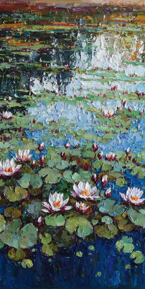 White Water Lilies Pond by Anastasiia Valiulina