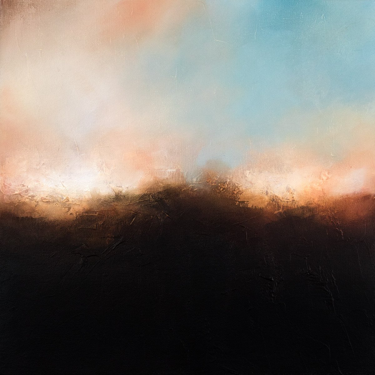 Abstract Landscape Oil Painting By Paul Bennett, 16 X 16", The Dark Light 1, Original Artwork