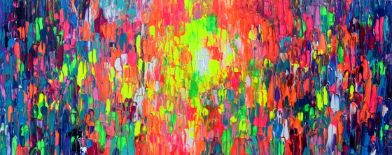 Large Abstract Painting Colourful Abstract Painting Textured Painting XXL Title: Happy Gypsy Girl Dancing in the Night XII