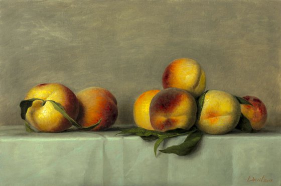 Peaches on the white 40x60cm oil on canvas 2018