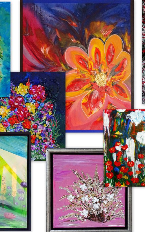 Collage of flower artworks 9 by CB.