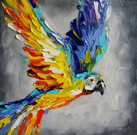 Diptych "Parrots" - bird, parrots, gift, love, birds love, parrots art, animals, oil painting