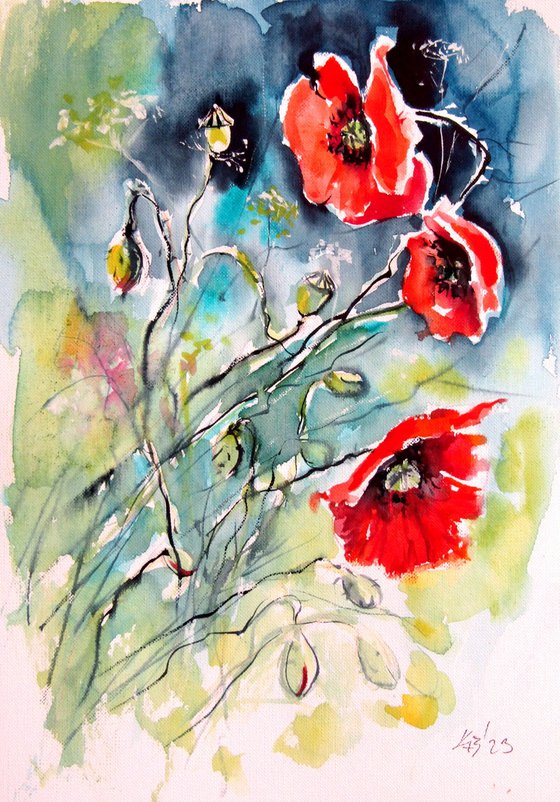 Playful poppy flowers II