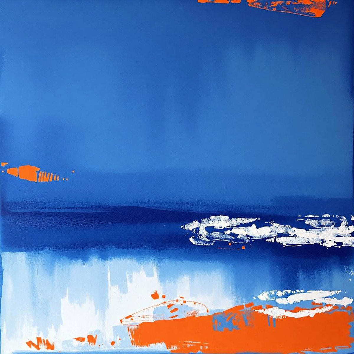 Abstract Giclee Print By Alessandro Butera, 35 X 35, Blue Energy, Original Artwork