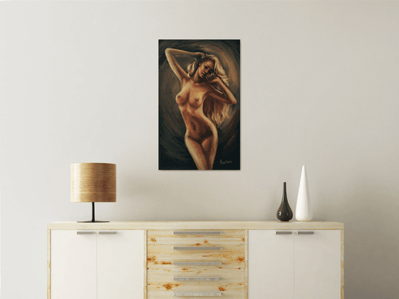 Erotic Art Naked Aphrodite Black and Gold art