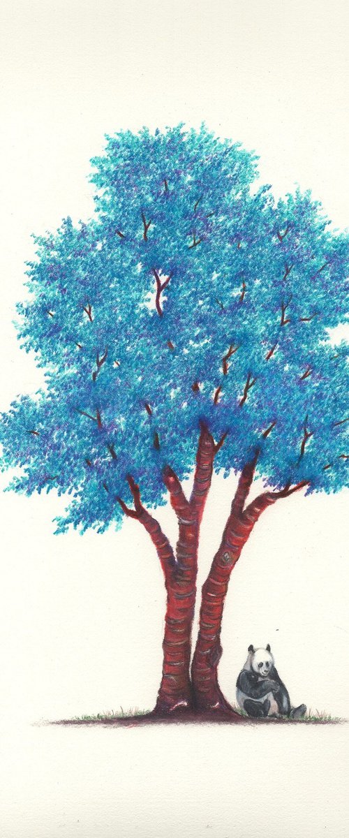 Panda bear and the blue tree by Shweta  Mahajan
