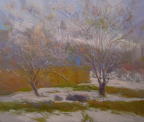 Winter Trees Painting " Lilac Day" ( 226l13 ) by Yuri Pysar