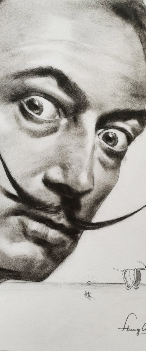 Drawing Portrait of Salvador Dali by Hongtao Huang