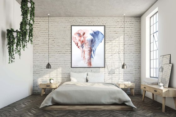 Elephant painting Large "An Elephant Never Forgets"