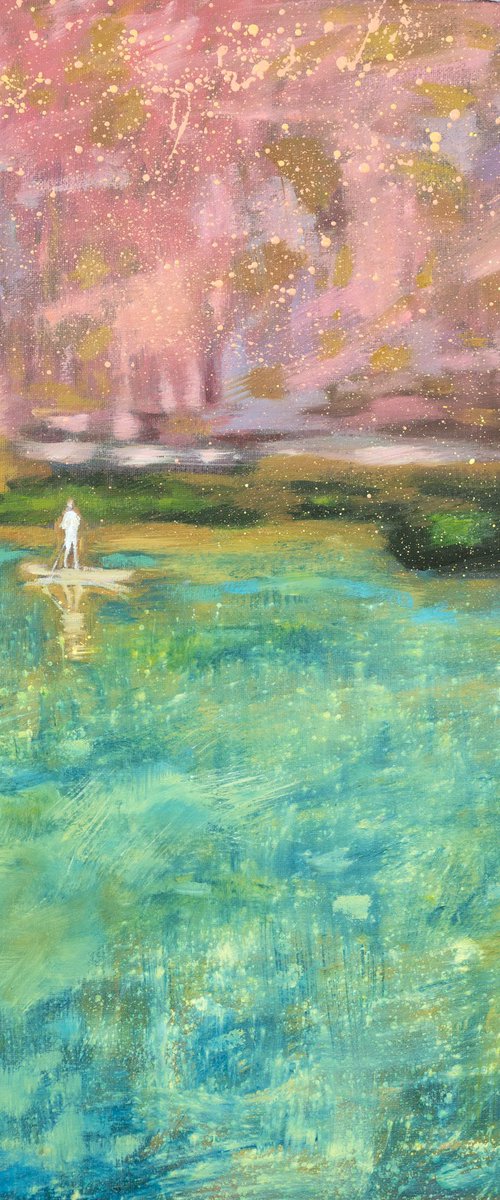 Boarder, Reflection, Water by Ron Cooper