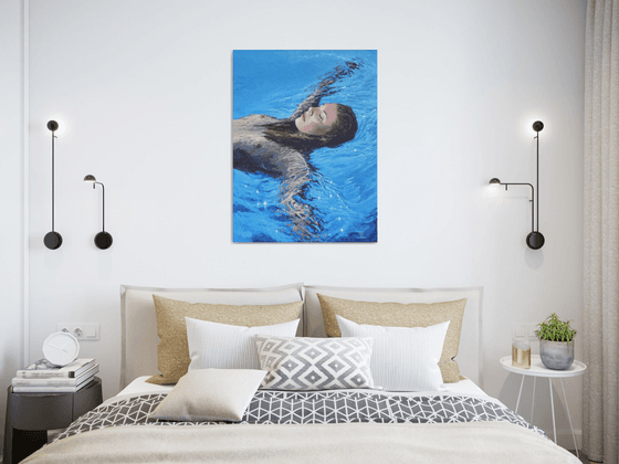 Blue bliss. original painting SEA summer GIFT sea swimming