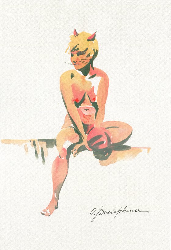 Rene - nude cat-girl sketch
