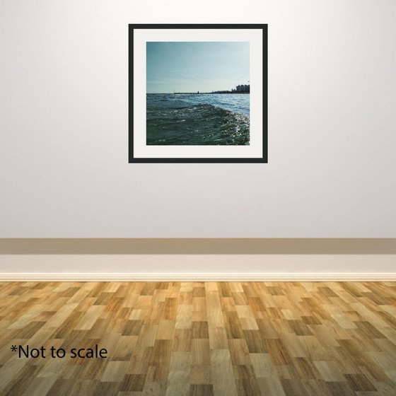 Cyan, Venice Seascape Travel Photography Print, 21x21 Inches, C-Type, Framed