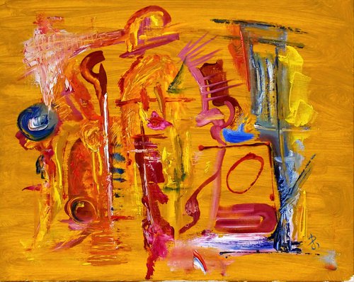 Abstract 10. Colorful Abstract Expressive Oil Painting. Signed, Handmade. Ready to hang Contemporary ART. by Retne