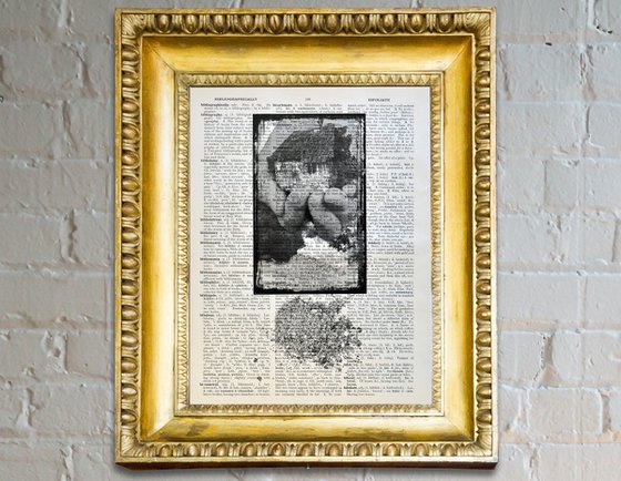 Hand Of God - Collage Art on Large Real English Dictionary Vintage Book Page