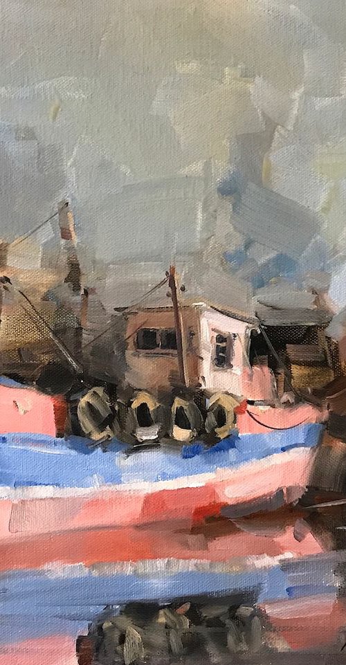 Tugs, Original oil painting, Handmade artwork, One of a kind by Vahe Yeremyan