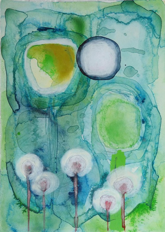 Green Spring Forest - abstract watercolor
