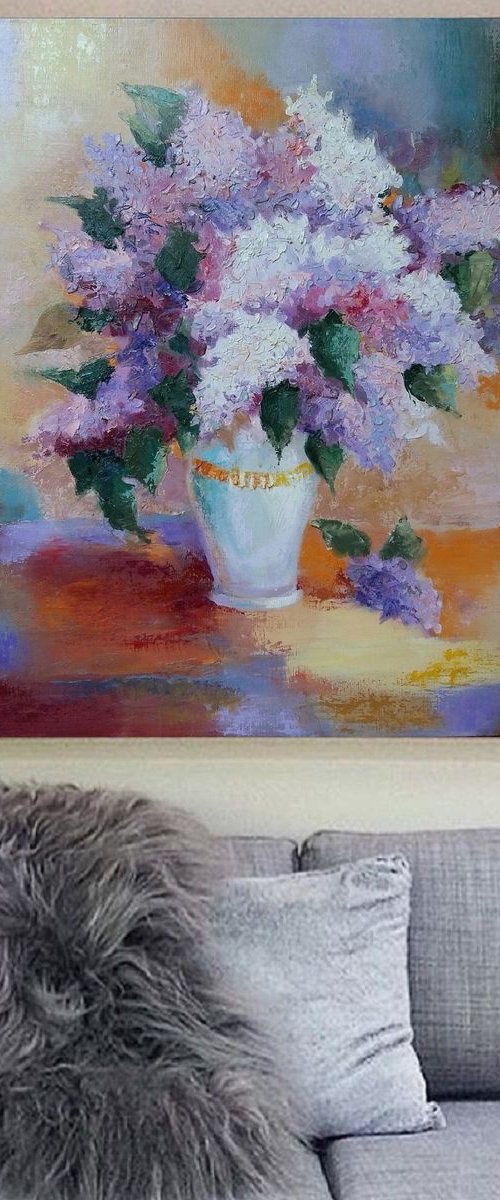 Lilac, 60x60 cm, original artwork, FREE SHIPPING by Larissa Uvarova