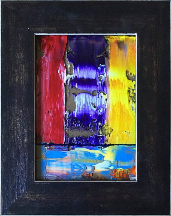 "Designs On You" - FREE SHIPPING to the USA - Original PMS Micro Painting On Glass, Framed - 7.5 x 9.5 inches