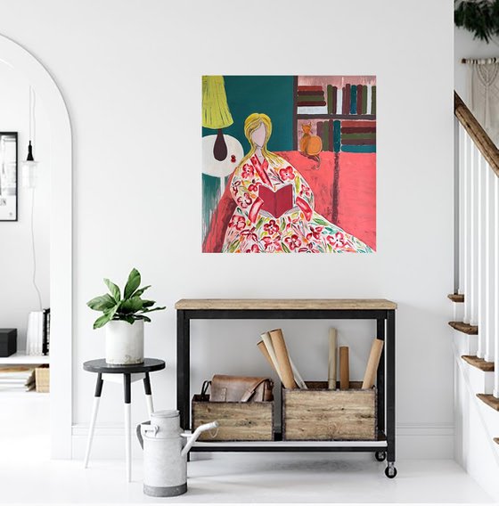 Woman Cat Original Painting