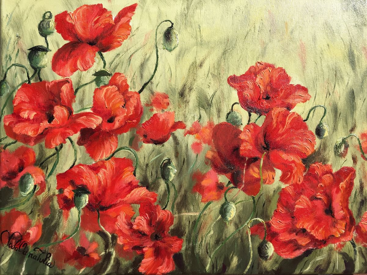 Free poppies Oil painting by oana voda | Artfinder
