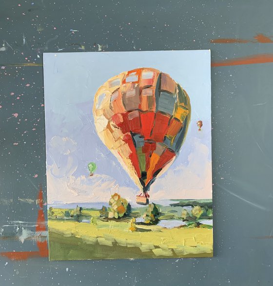 Landscape with an air balloon.