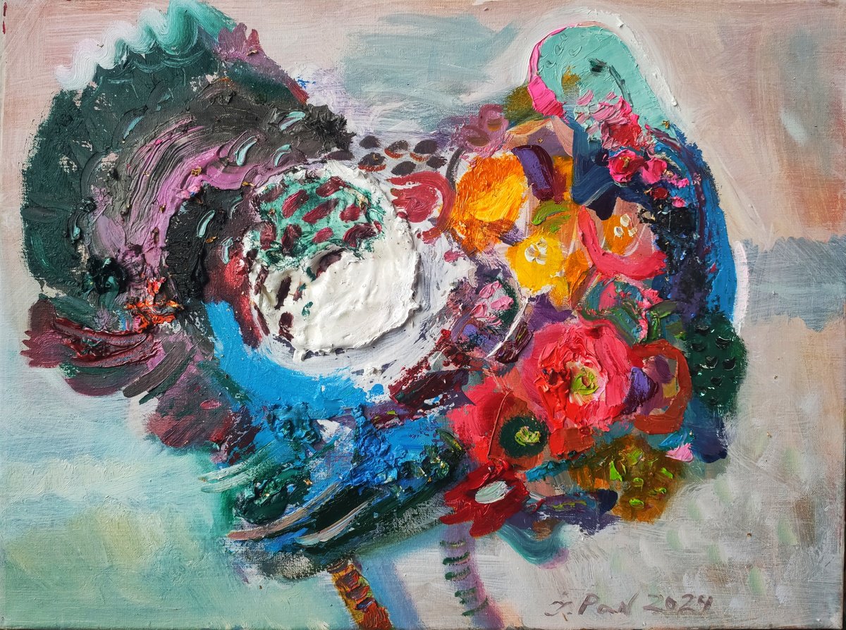 Surrealistic Animal Oil Painting By Inna Pantelemonova, 17 X 13, Turkey, Original Artwork