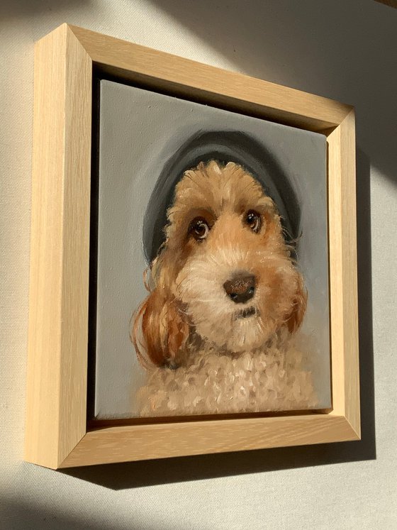 Custom pet portrait in frame