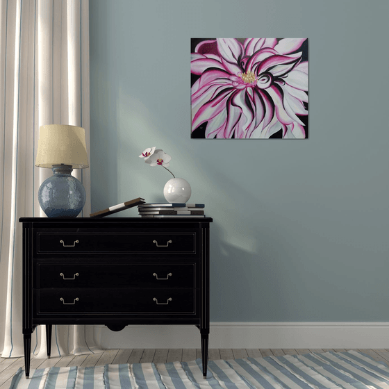 Dahila, original canvas oil art, wall decor for home, gift idea