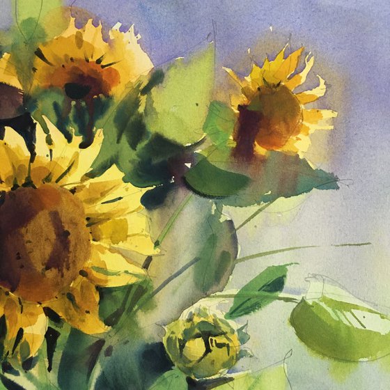 Sunflowers watercolor painting